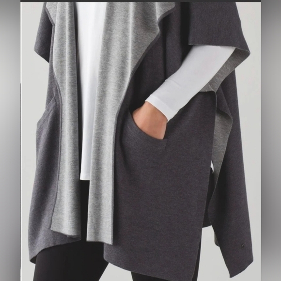 Lululemon After Asana Wrap Gray Open Front Women's Sweater Sz OS - Picture 4 of 16